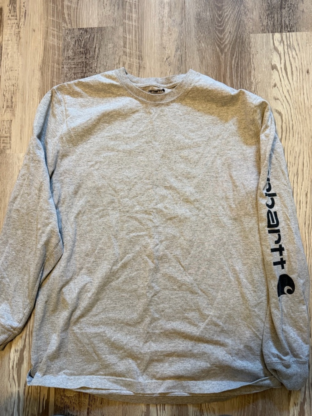 Carhartt Grey Loose Fit Long-Sleeve Logo Sleeve Tee